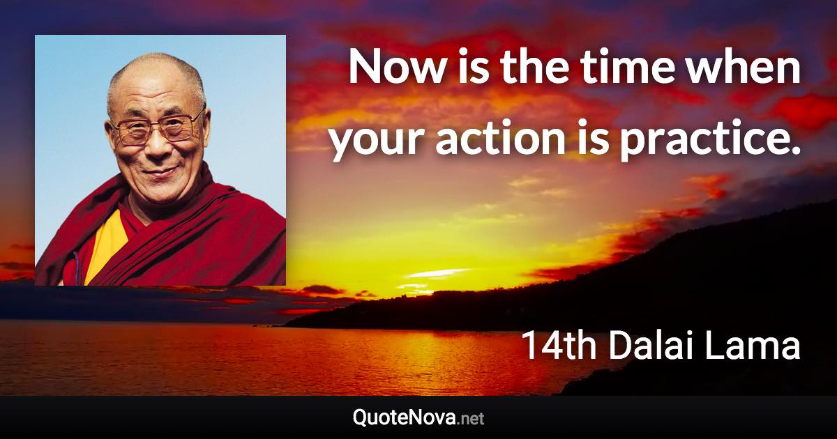 Now is the time when your action is practice. - 14th Dalai Lama quote