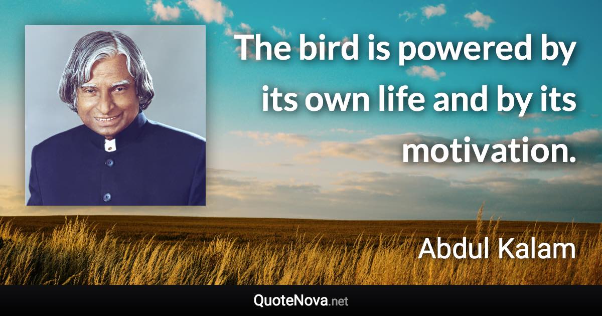 The bird is powered by its own life and by its motivation. - Abdul Kalam quote