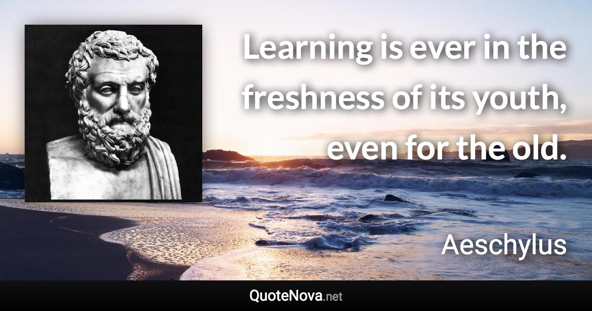 Learning is ever in the freshness of its youth, even for the old. - Aeschylus quote