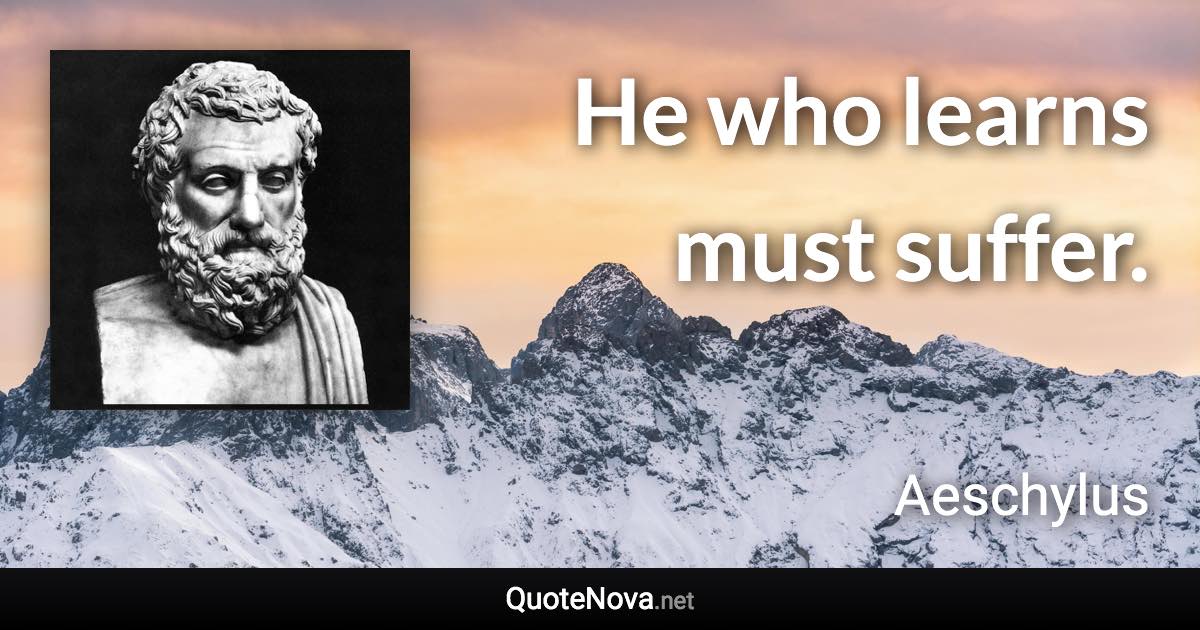 He who learns must suffer. - Aeschylus quote