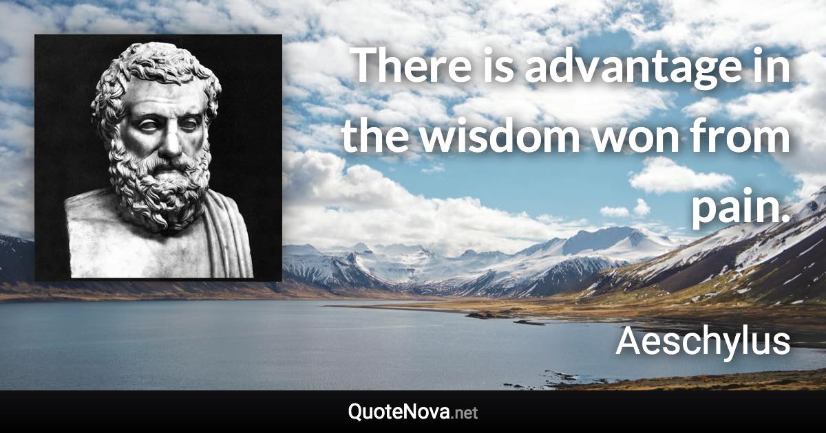 There is advantage in the wisdom won from pain. - Aeschylus quote