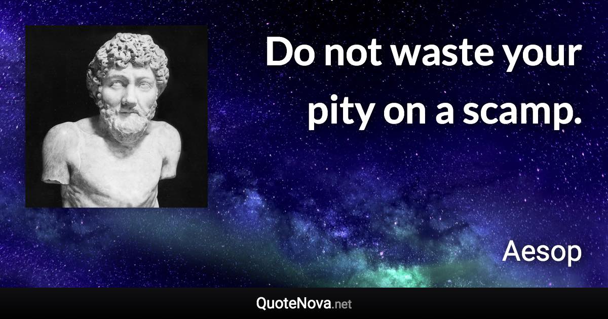 Do not waste your pity on a scamp. - Aesop quote