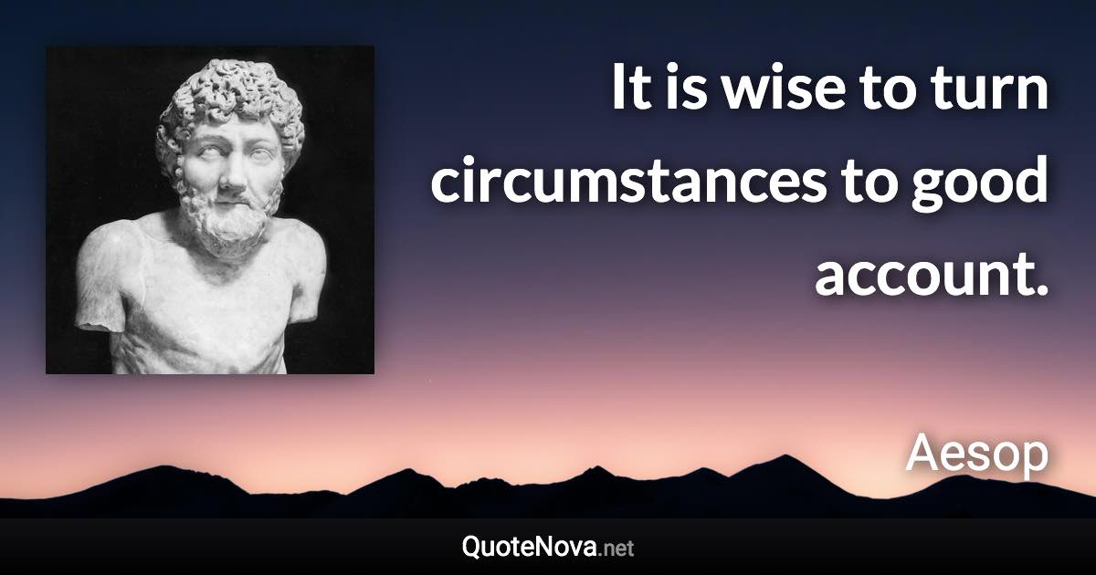 It is wise to turn circumstances to good account. - Aesop quote