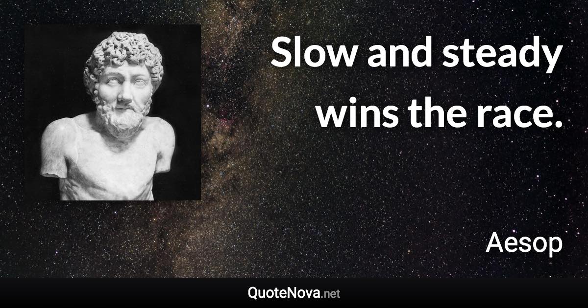 Slow and steady wins the race. - Aesop quote