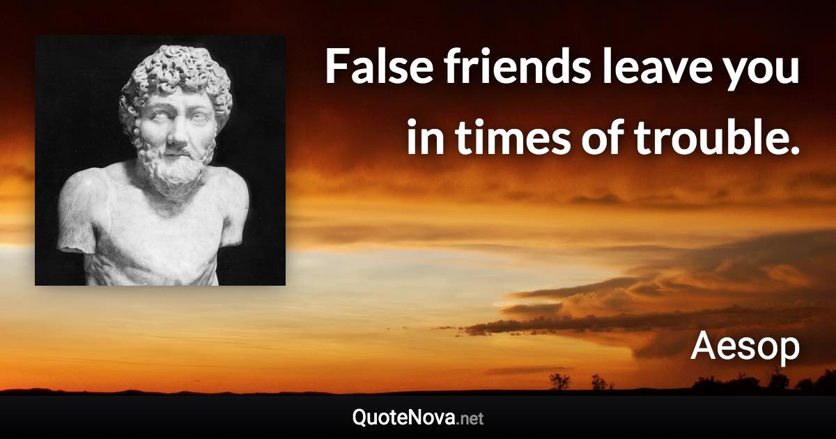 False friends leave you in times of trouble. - Aesop quote