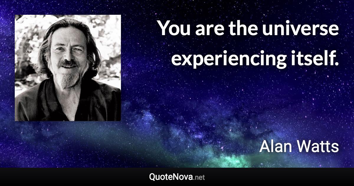 You are the universe experiencing itself. - Alan Watts quote