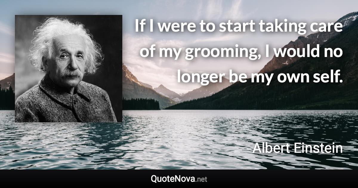 If I were to start taking care of my grooming, I would no longer be my own self. - Albert Einstein quote
