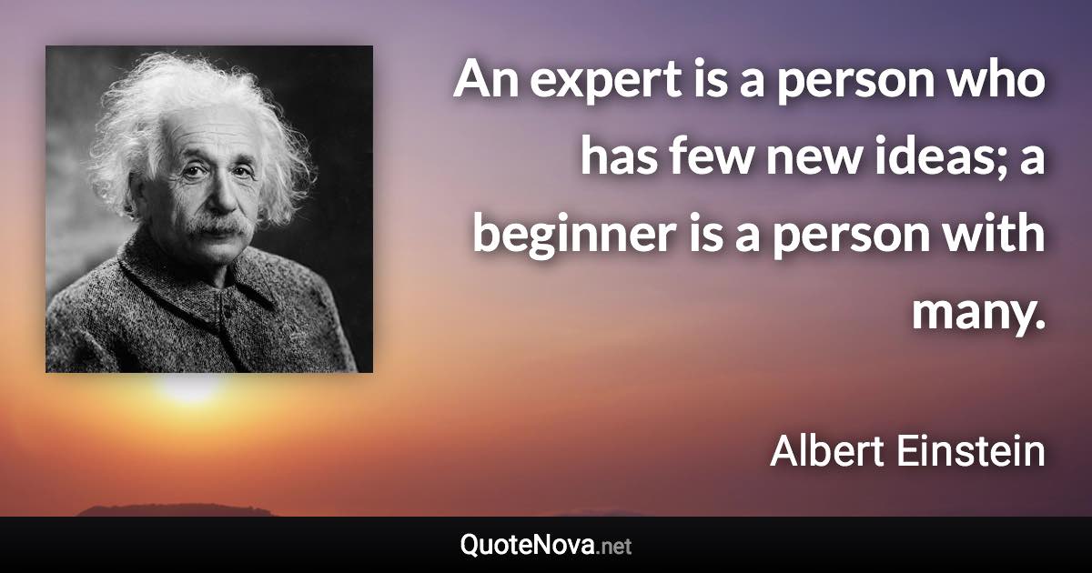 An expert is a person who has few new ideas; a beginner is a person with many. - Albert Einstein quote