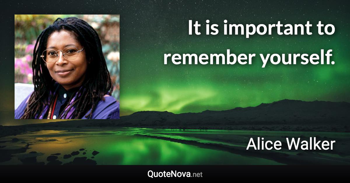 It is important to remember yourself. - Alice Walker quote