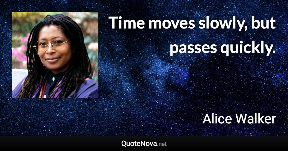 Time moves slowly, but passes quickly. - Alice Walker quote