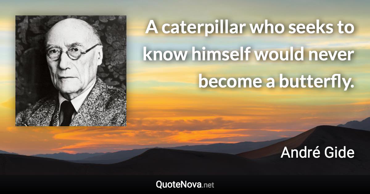 A caterpillar who seeks to know himself would never become a butterfly. - André Gide quote