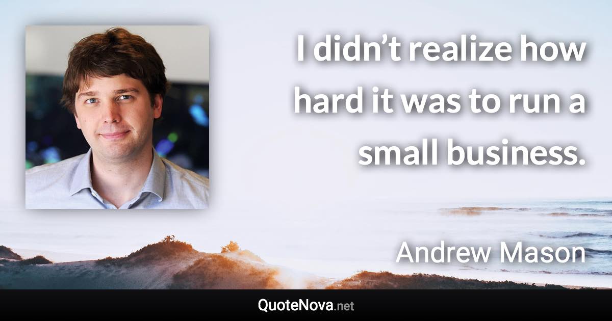 I didn’t realize how hard it was to run a small business. - Andrew Mason quote