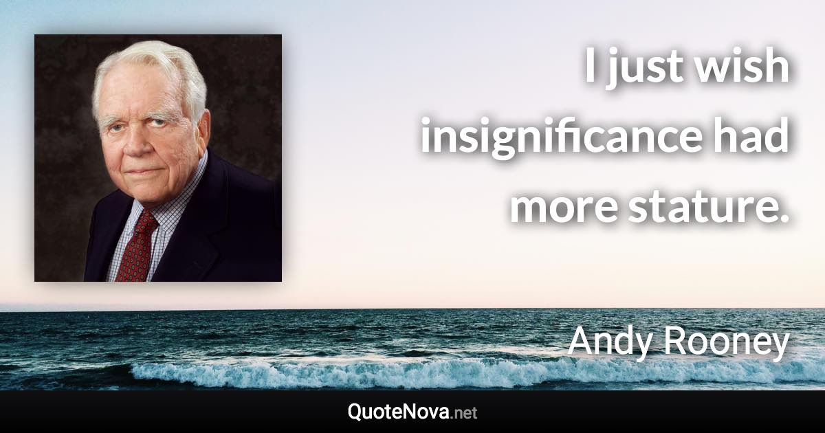 I just wish insignificance had more stature. - Andy Rooney quote