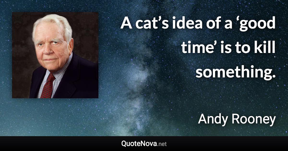 A cat’s idea of a ‘good time’ is to kill something. - Andy Rooney quote