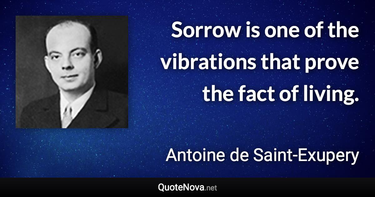 Sorrow is one of the vibrations that prove the fact of living. - Antoine de Saint-Exupery quote