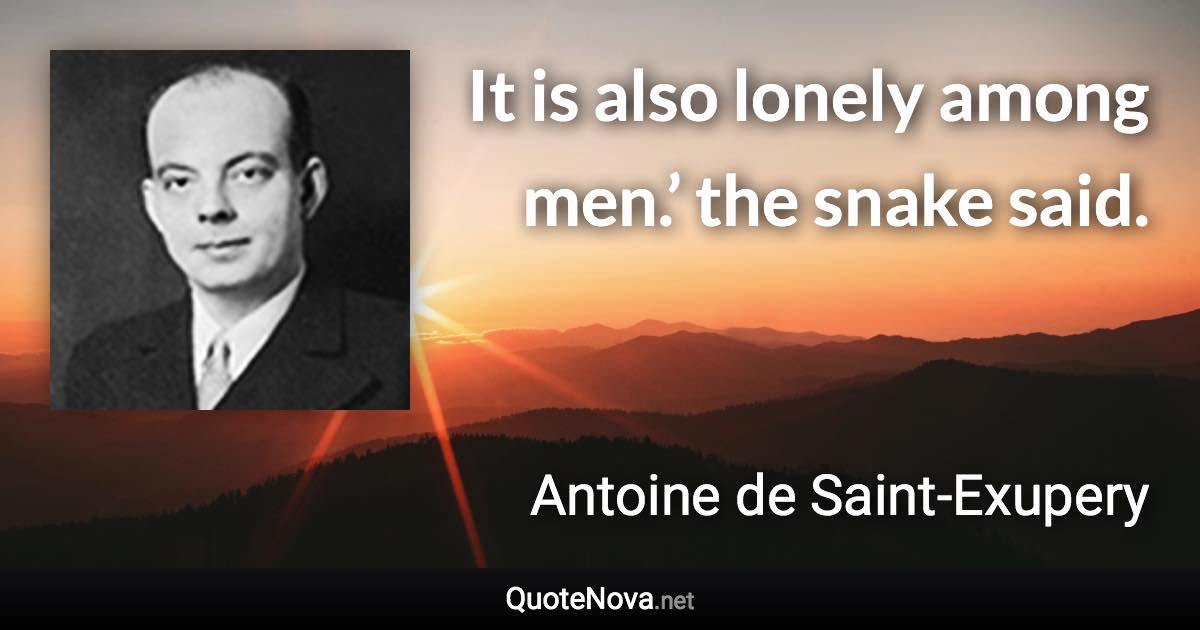 It is also lonely among men.’ the snake said. - Antoine de Saint-Exupery quote