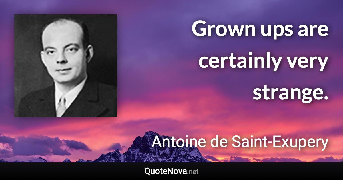 Grown ups are certainly very strange. - Antoine de Saint-Exupery quote