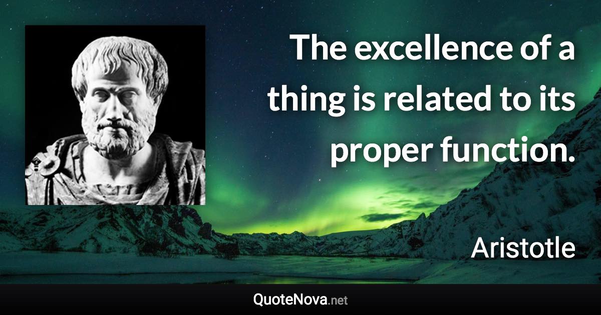 The excellence of a thing is related to its proper function. - Aristotle quote