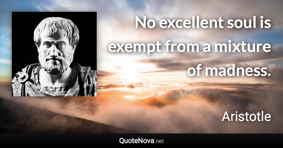 No excellent soul is exempt from a mixture of madness. - Aristotle quote