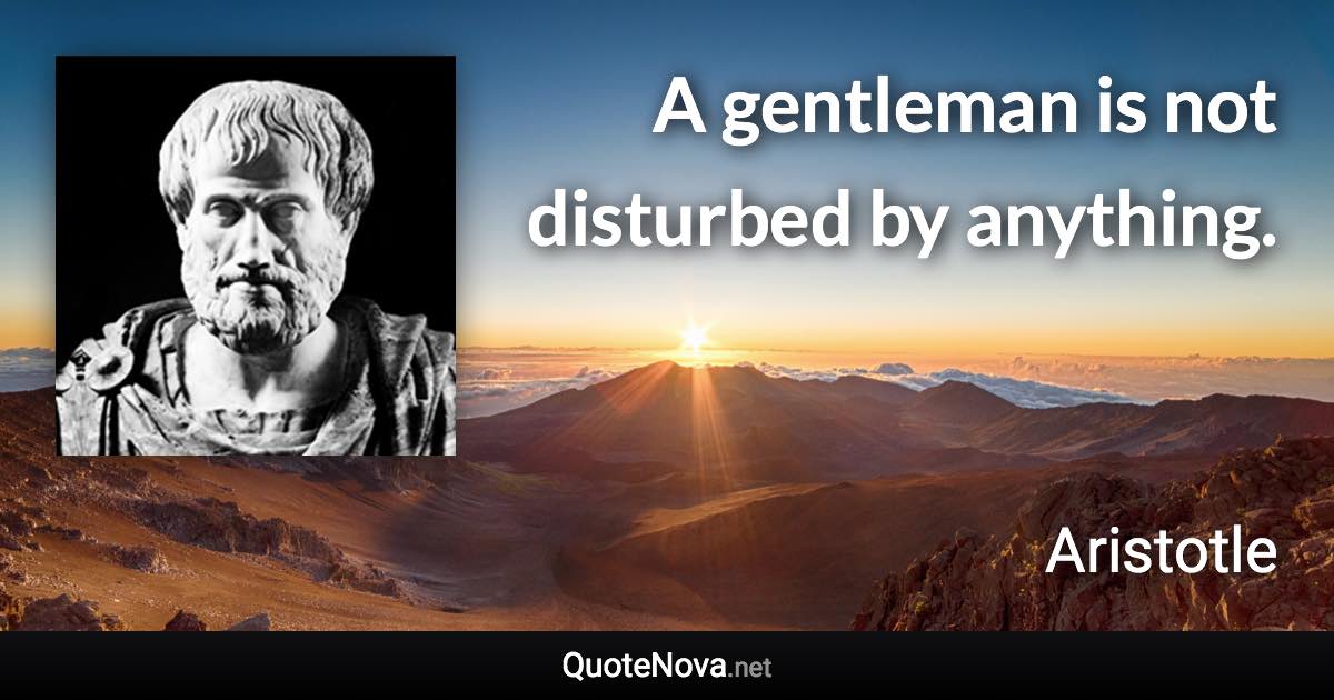 A gentleman is not disturbed by anything. - Aristotle quote