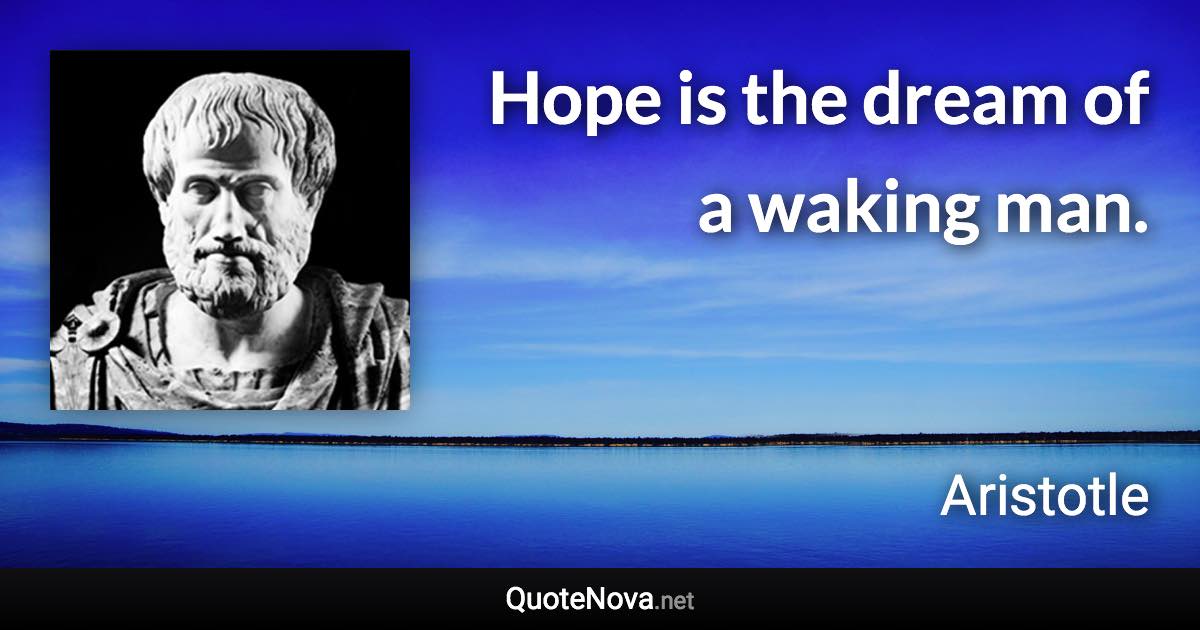 Hope is the dream of a waking man. - Aristotle quote