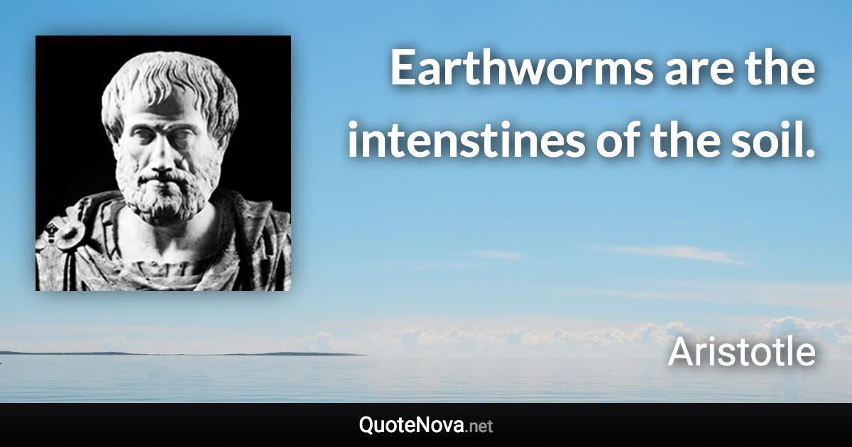Earthworms are the intenstines of the soil. - Aristotle quote