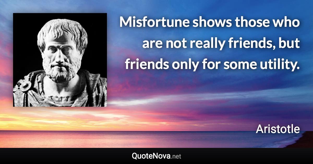 Misfortune shows those who are not really friends, but friends only for some utility. - Aristotle quote