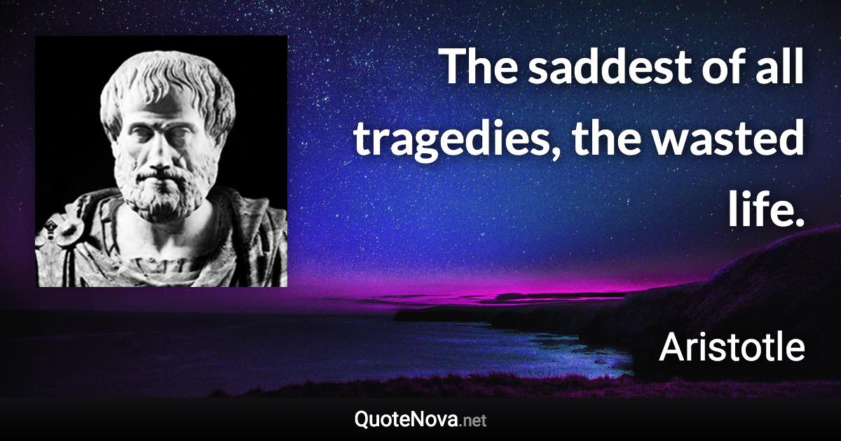 The saddest of all tragedies, the wasted life. - Aristotle quote