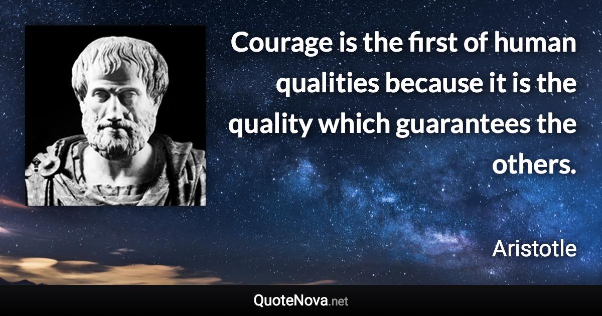 Courage is the first of human qualities because it is the quality which guarantees the others. - Aristotle quote