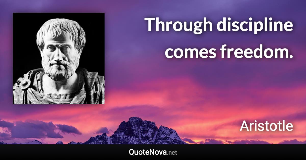 Through discipline comes freedom. - Aristotle quote