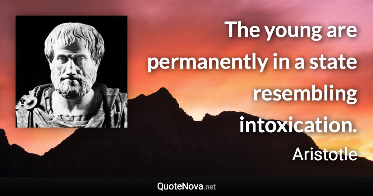 The young are permanently in a state resembling intoxication. - Aristotle quote