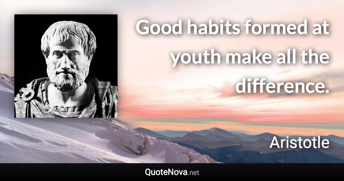 Good habits formed at youth make all the difference. - Aristotle quote