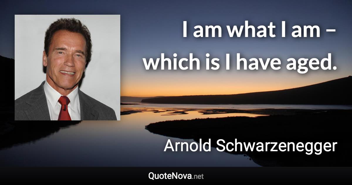 I am what I am – which is I have aged. - Arnold Schwarzenegger quote