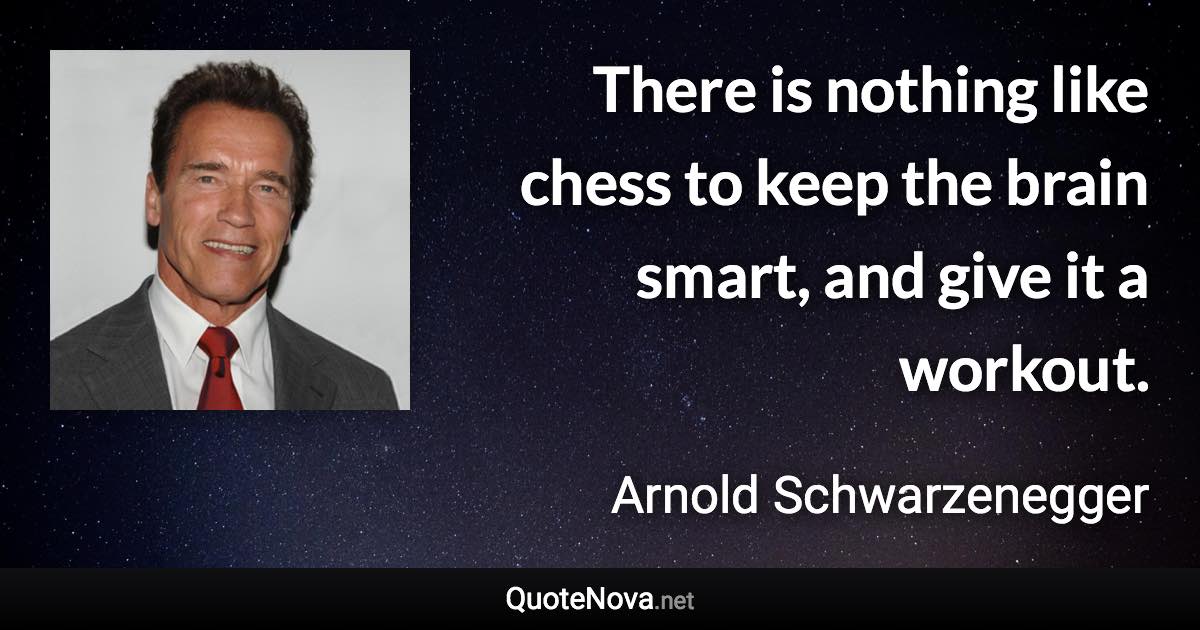 There is nothing like chess to keep the brain smart, and give it a workout. - Arnold Schwarzenegger quote