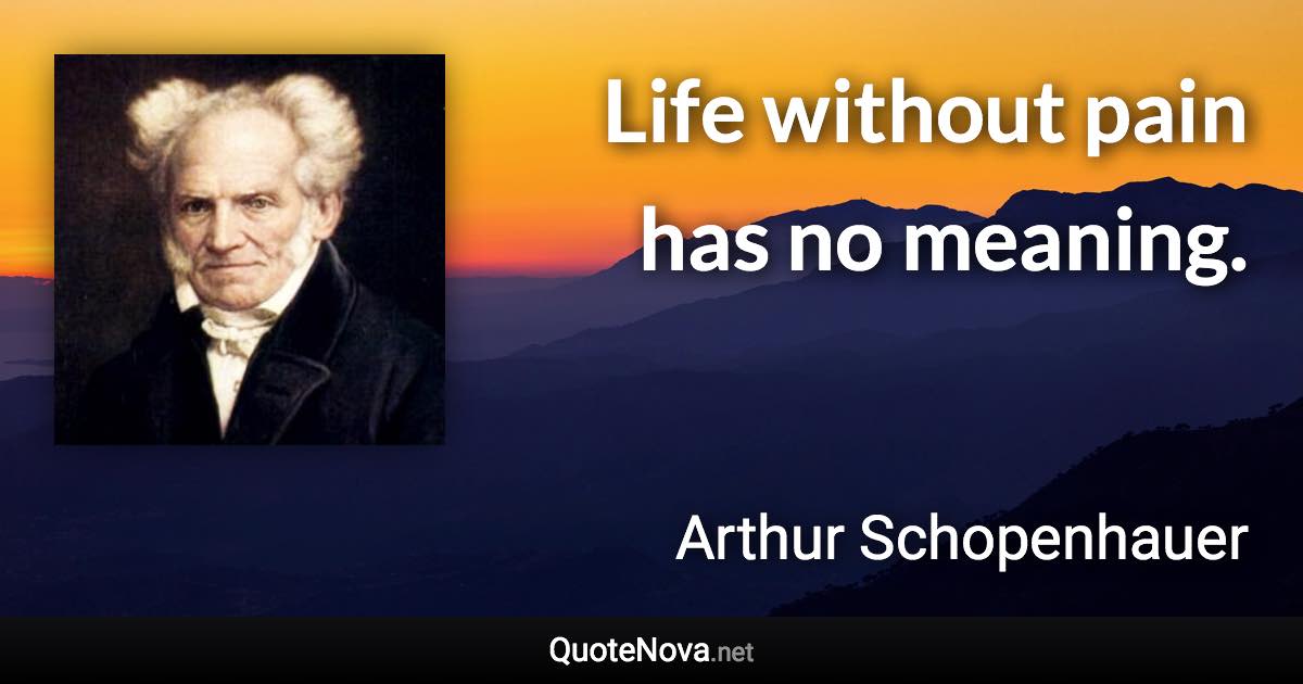 Life without pain has no meaning. - Arthur Schopenhauer quote