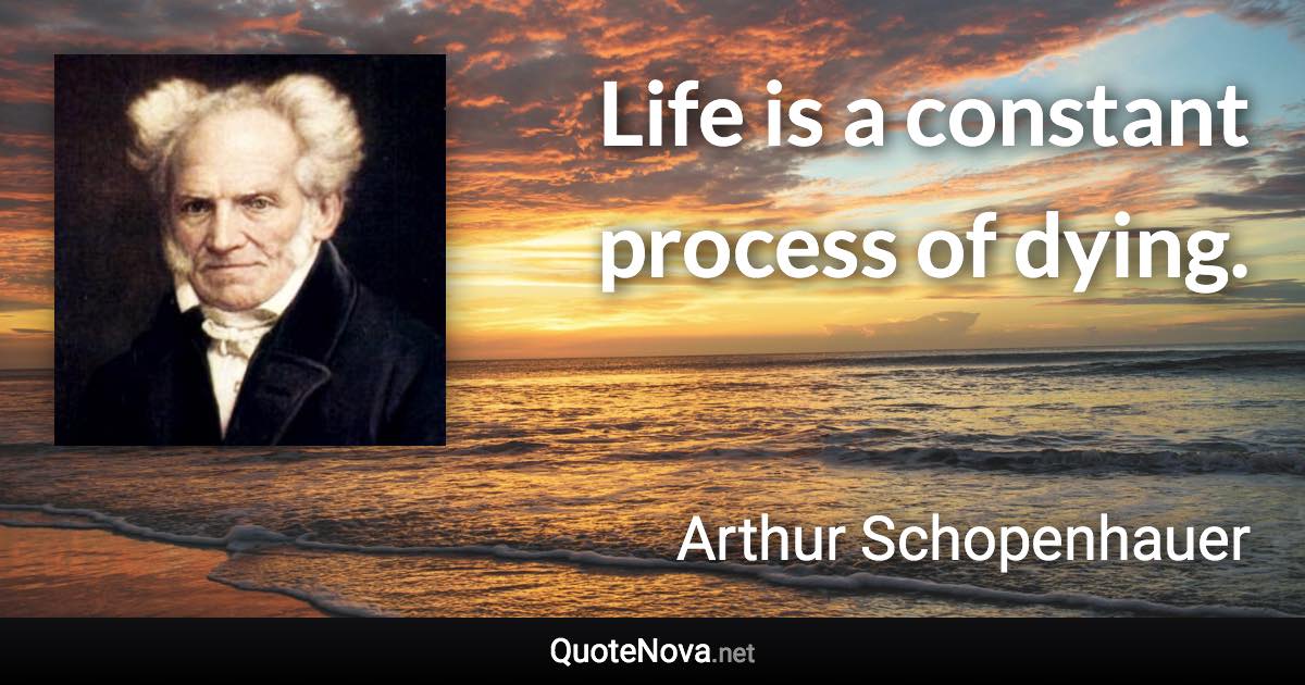 Life is a constant process of dying. - Arthur Schopenhauer quote