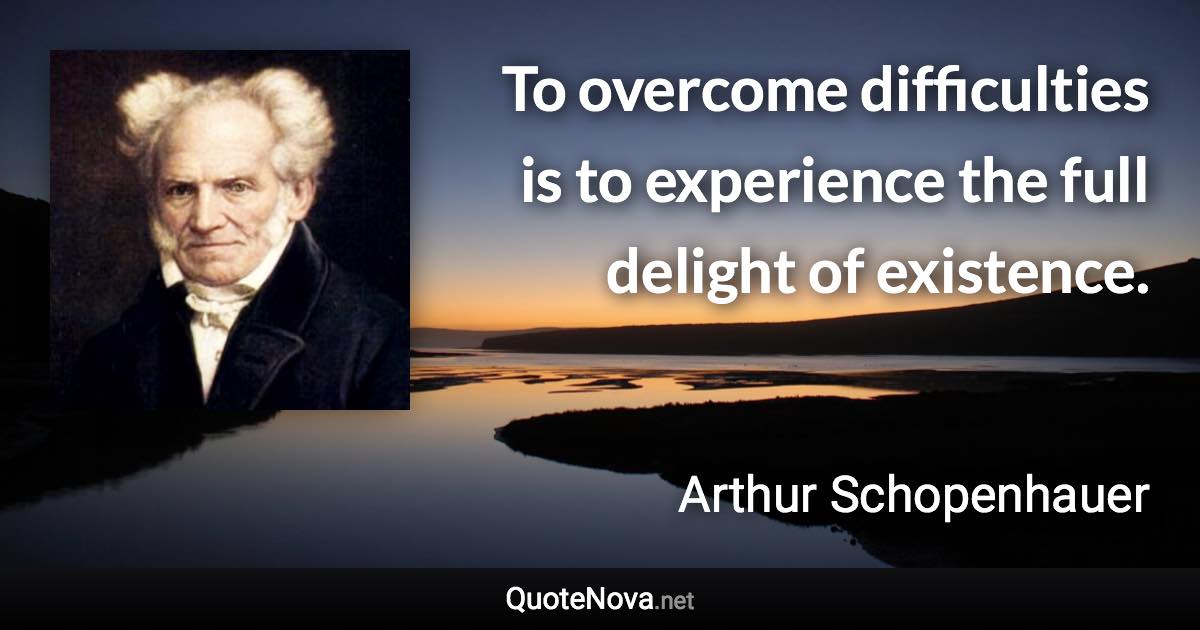 To overcome difficulties is to experience the full delight of existence. - Arthur Schopenhauer quote