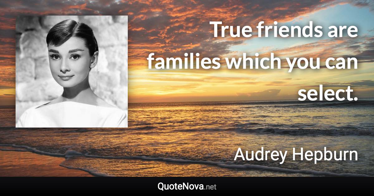 True friends are families which you can select. - Audrey Hepburn quote