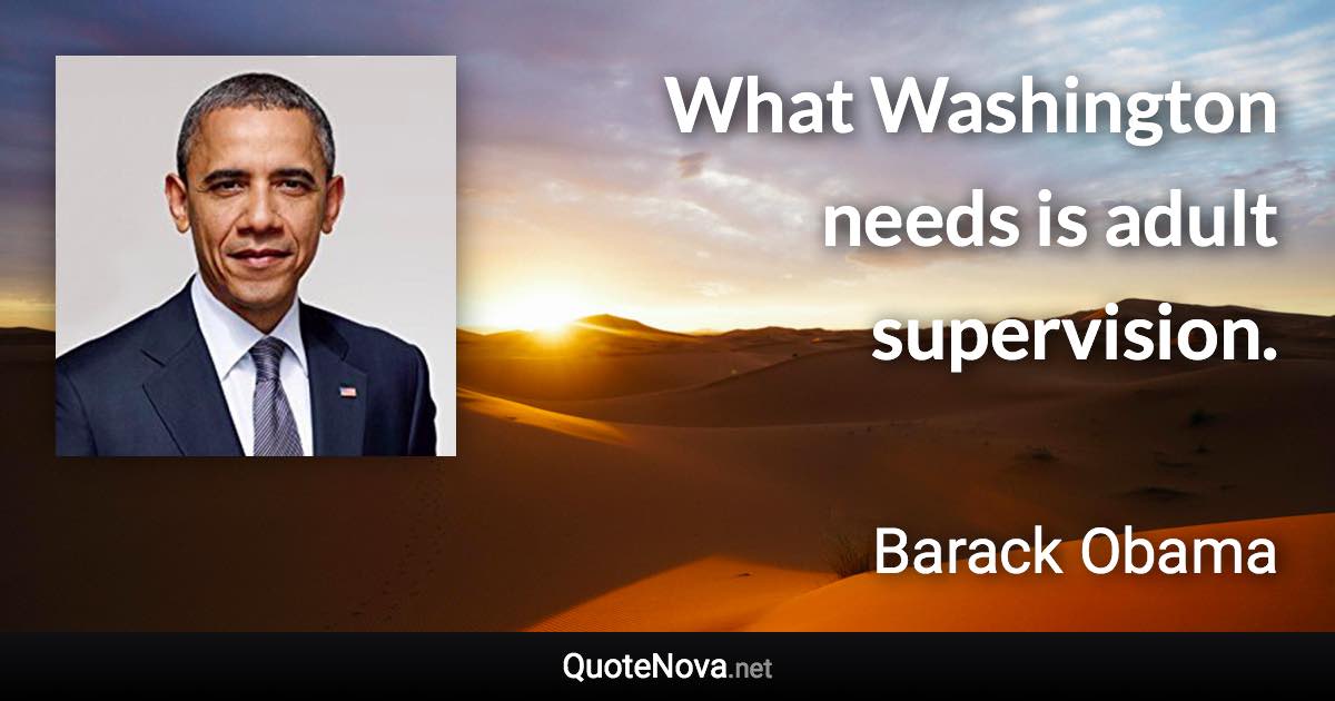 What Washington needs is adult supervision. - Barack Obama quote