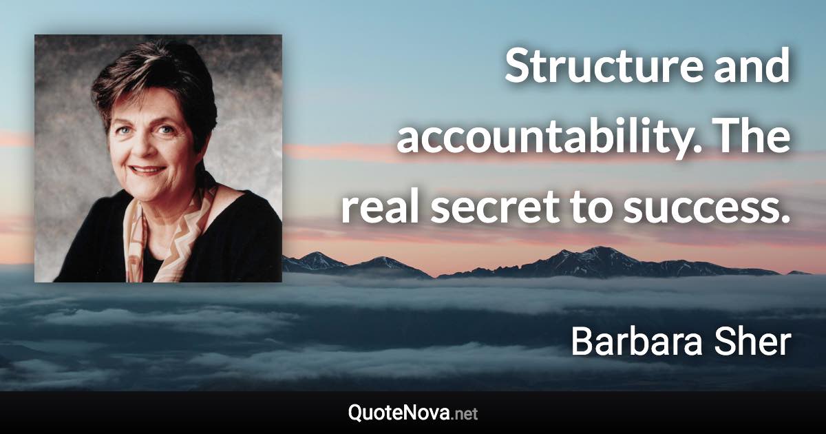 Structure and accountability. The real secret to success. - Barbara Sher quote