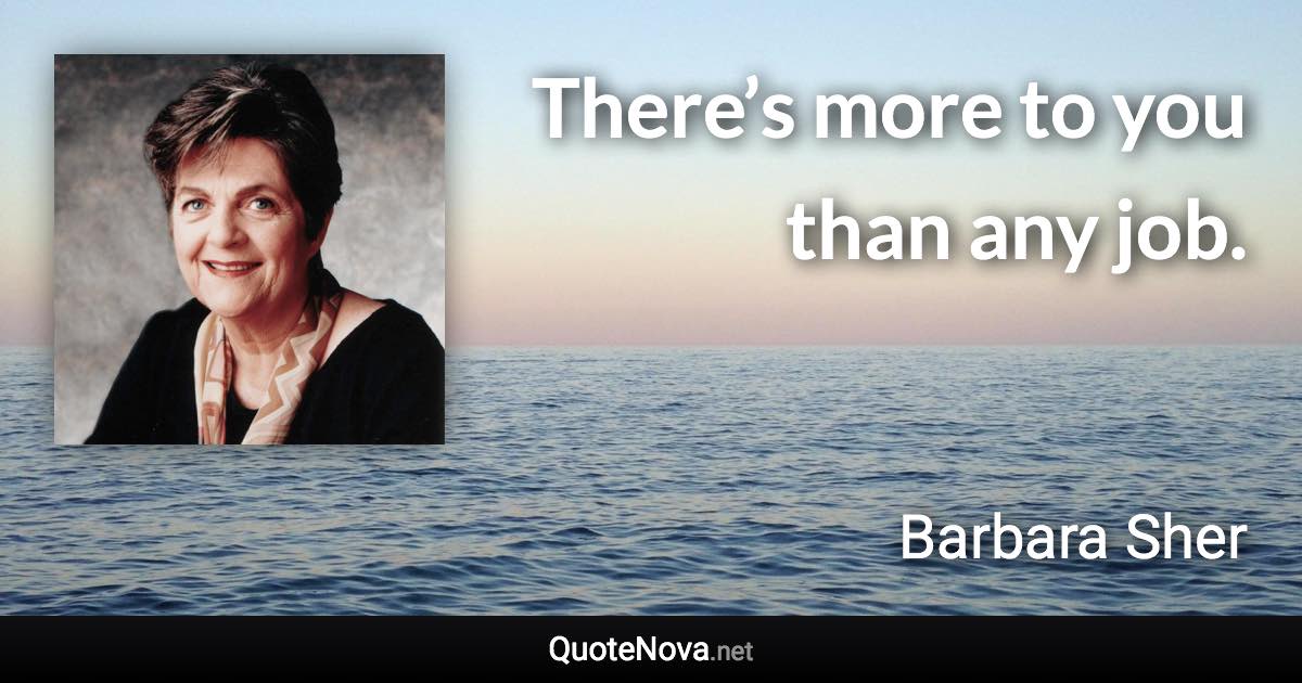 There’s more to you than any job. - Barbara Sher quote