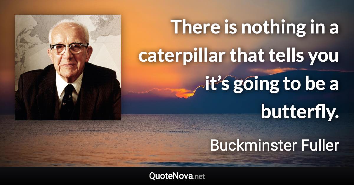 There is nothing in a caterpillar that tells you it’s going to be a butterfly. - Buckminster Fuller quote
