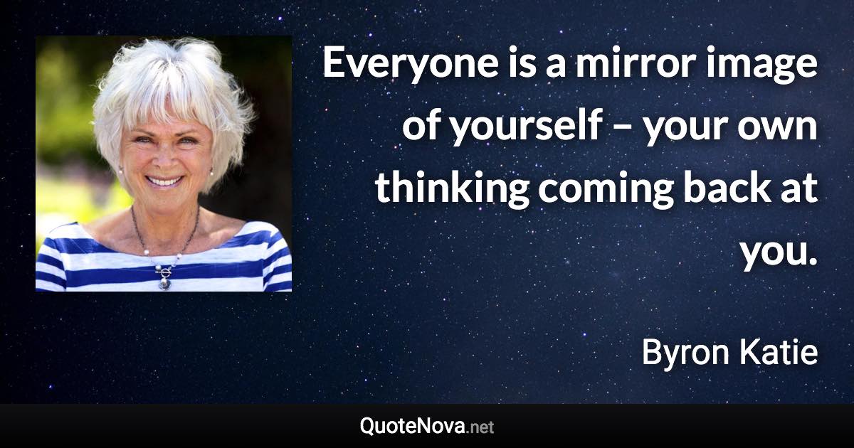 Everyone is a mirror image of yourself – your own thinking coming back at you. - Byron Katie quote