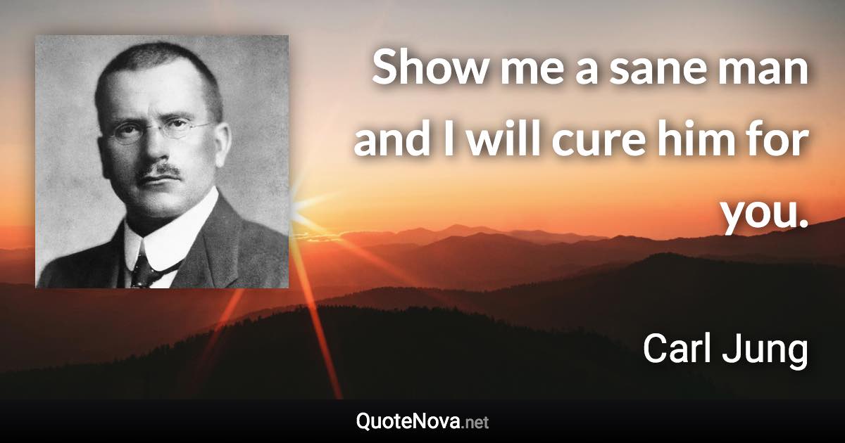 Show me a sane man and I will cure him for you. - Carl Jung quote