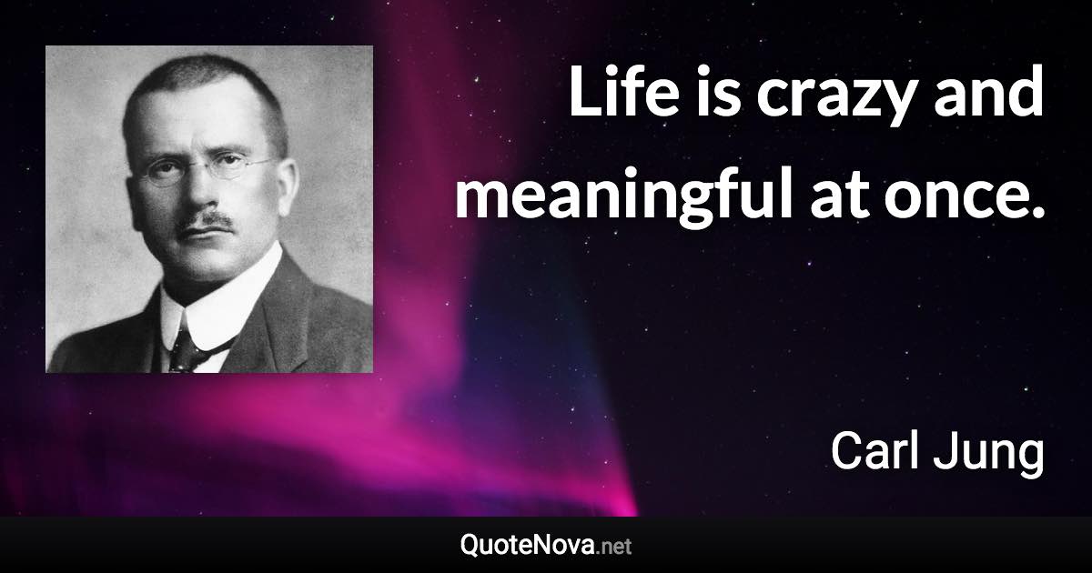 Life is crazy and meaningful at once. - Carl Jung quote