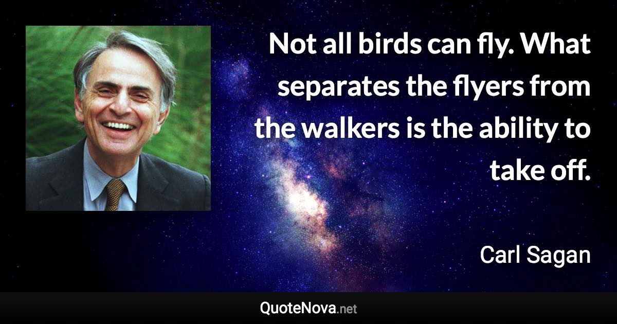 Not all birds can fly. What separates the flyers from the walkers is the ability to take off. - Carl Sagan quote