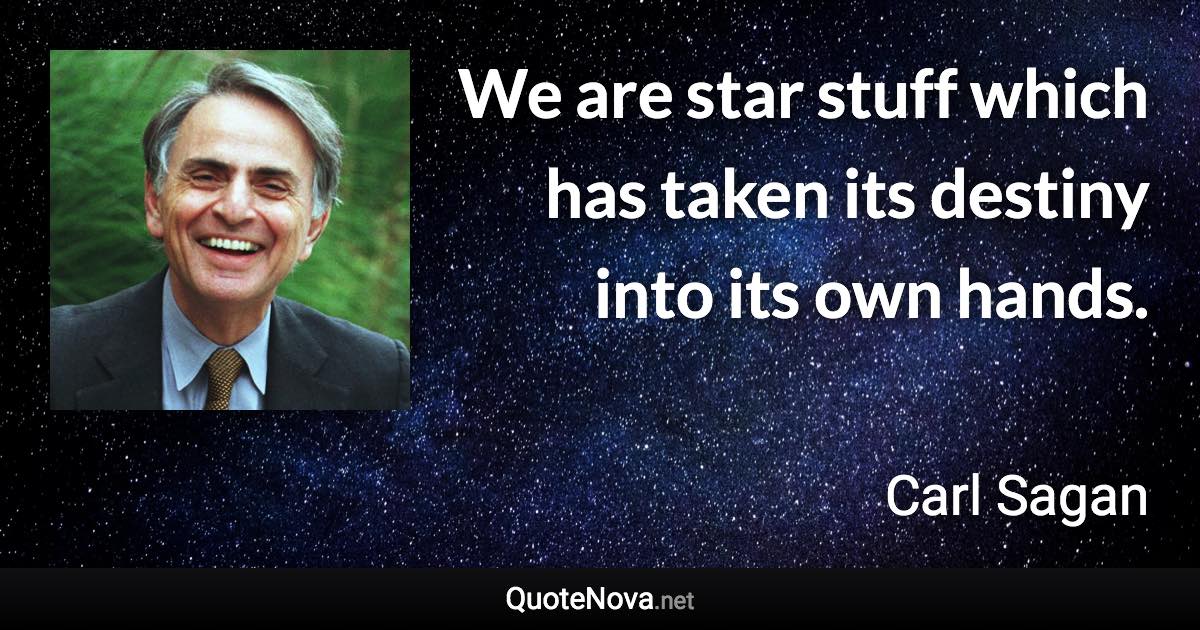 We are star stuff which has taken its destiny into its own hands. - Carl Sagan quote