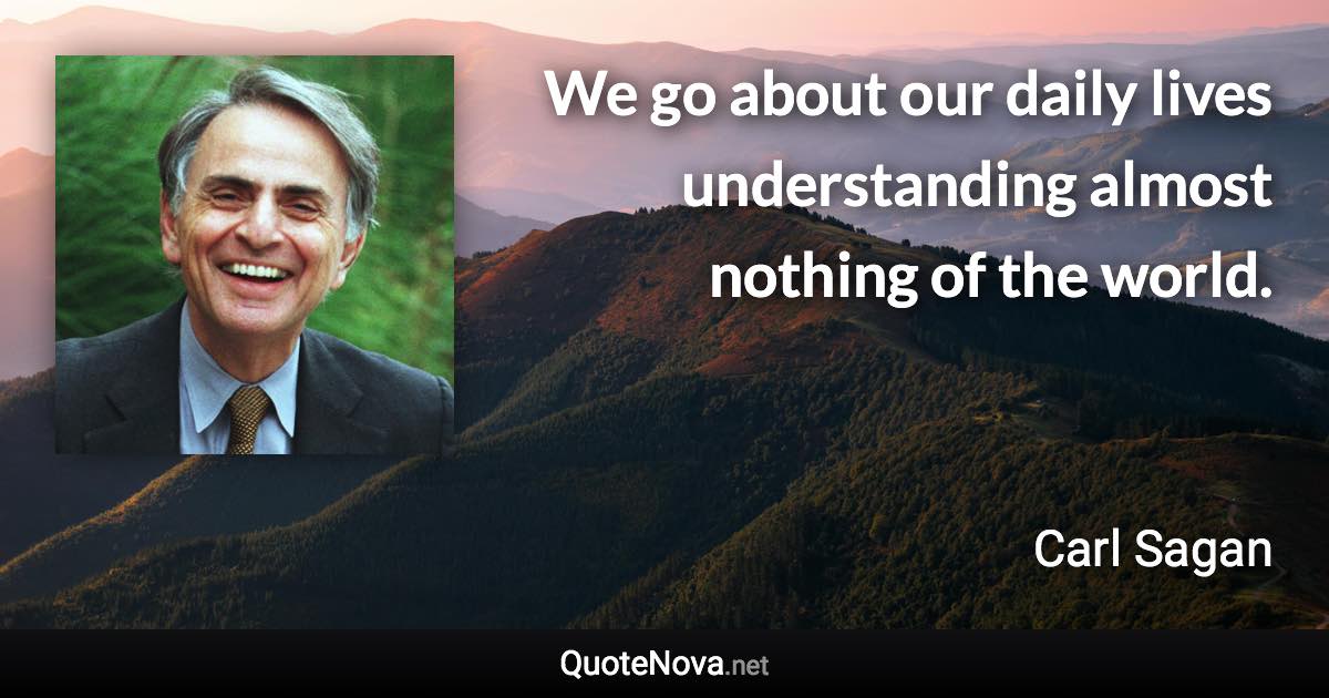 We go about our daily lives understanding almost nothing of the world. - Carl Sagan quote