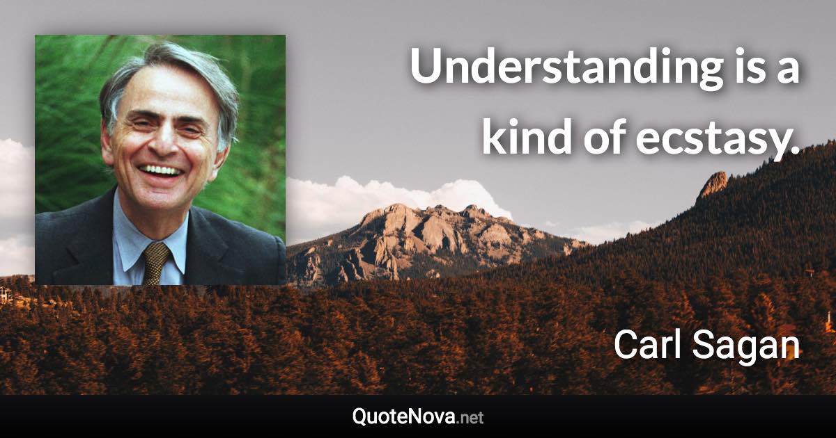 Understanding is a kind of ecstasy. - Carl Sagan quote