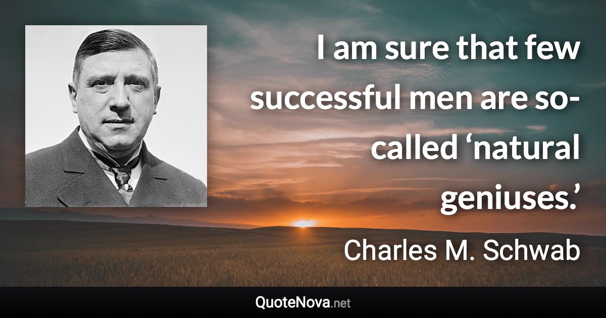 I am sure that few successful men are so-called ‘natural geniuses.’ - Charles M. Schwab quote